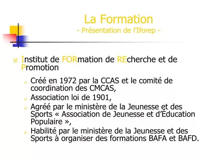 la formation pr sentation de l iforep