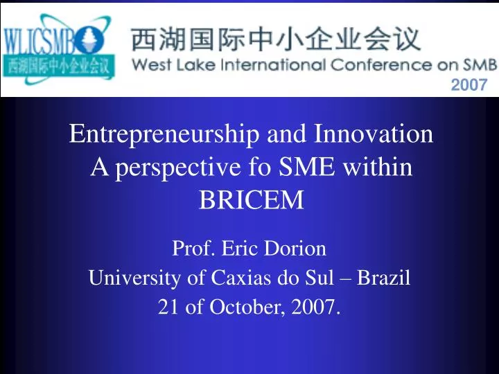entrepreneurship and innovation a perspective fo sme within bricem