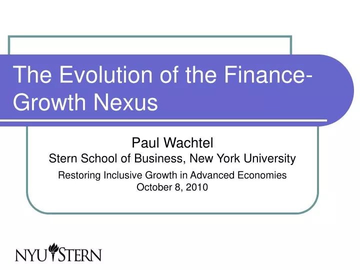 the evolution of the finance growth nexus