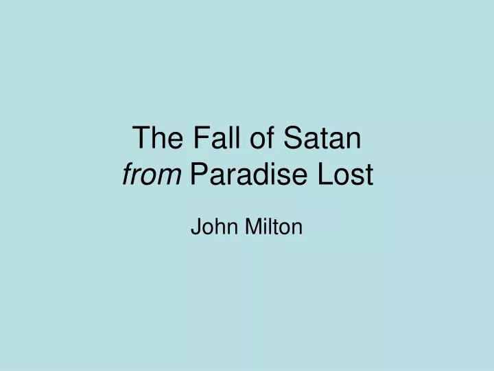 the fall of satan from paradise lost