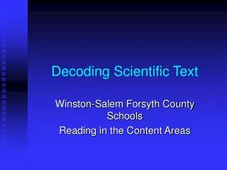 Decoding Scientific Text