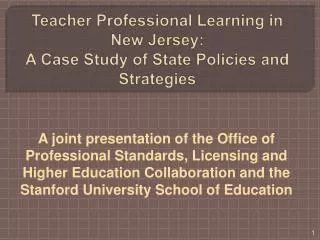 Teacher Professional Learning in New Jersey: A Case Study of State Policies and Strategies