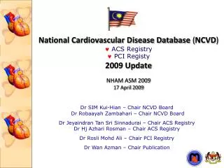 National Cardiovascular Disease Database ( NCVD ) ? ACS Registry ? PCI Registy 2009 Update NHAM ASM 2009 17 April