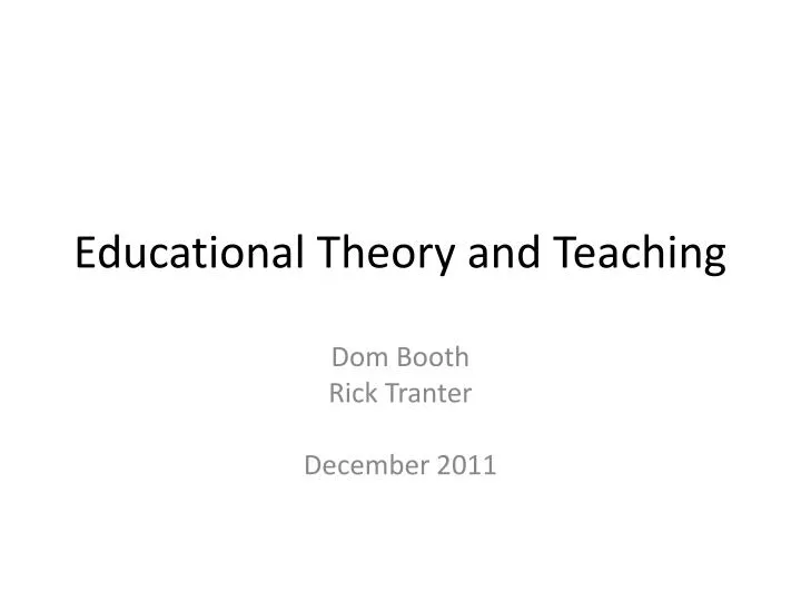 educational theory and teaching