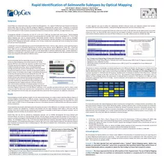 Rapid Identification of Salmonella Subtypes by Optical Mapping Colin W Dykes 1 , Michael L. Kotewicz 2 , Noel Doh