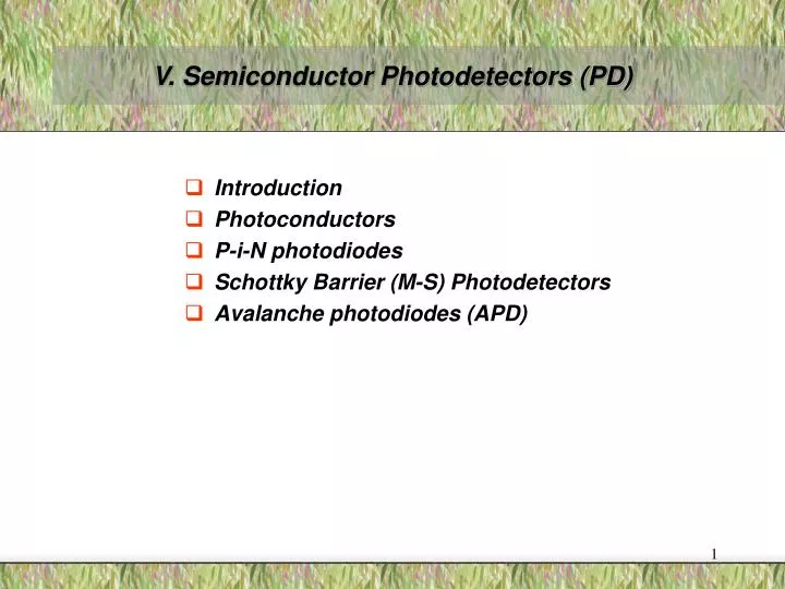 v semiconductor photodetectors pd