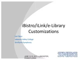 iBistro/iLink/e-Library Customizations