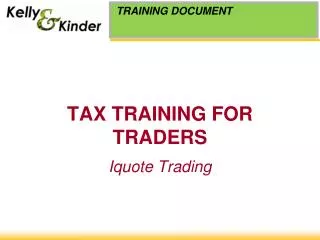 TAX TRAINING FOR TRADERS