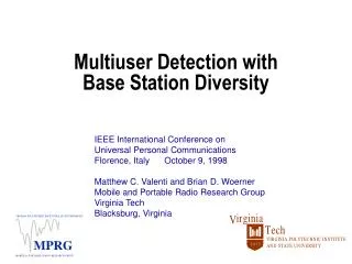 Multiuser Detection with Base Station Diversity