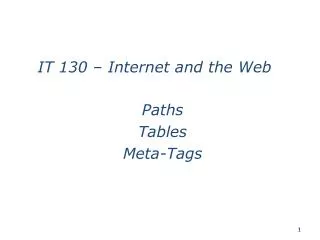 Paths Tables Meta-Tags