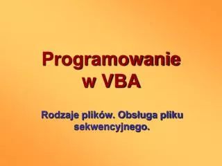 programowanie w vba
