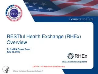 RESTful Health Exchange (RHEx) Overview T o NwHIN Power Team July 26, 2012