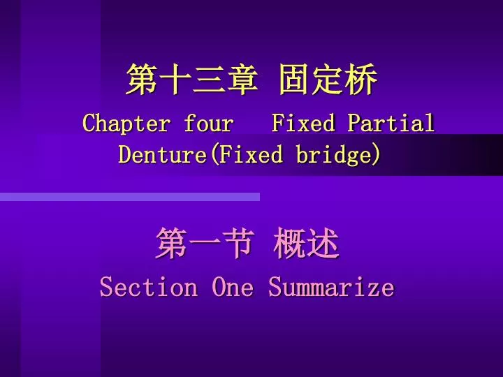 chapter four fixed partial denture fixed bridge