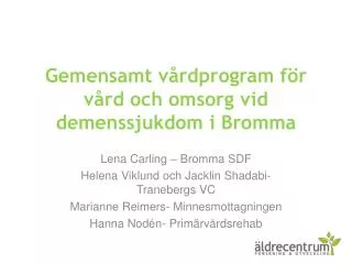 gemensamt v rdprogram f r v rd och omsorg vid demenssjukdom i bromma