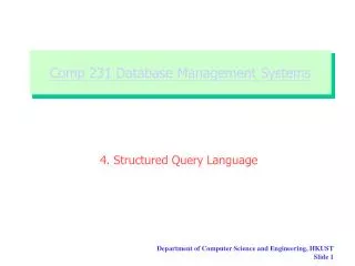 Comp 231 Database Management Systems