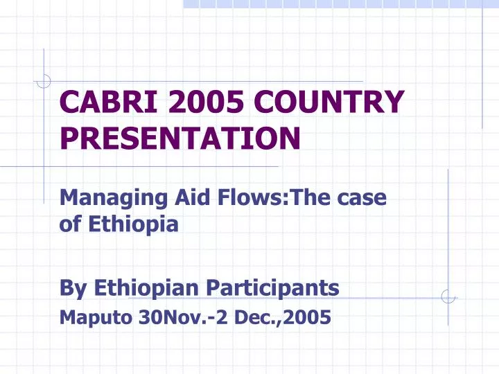 cabri 2005 country presentation