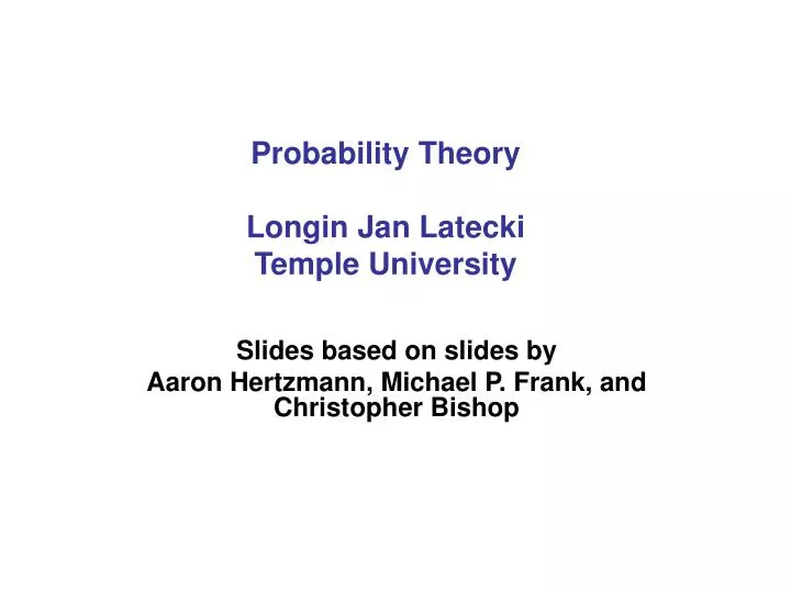 probability theory longin jan latecki temple university