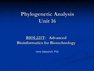 Phylogenetic Analysis Unit 16