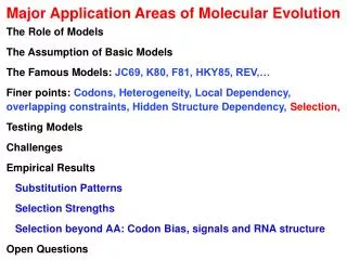 Major Application Areas of Molecular Evolution