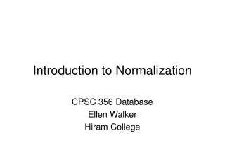 Introduction to Normalization