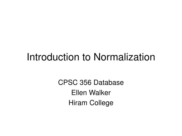 introduction to normalization