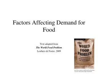 Factors Affecting Demand for Food