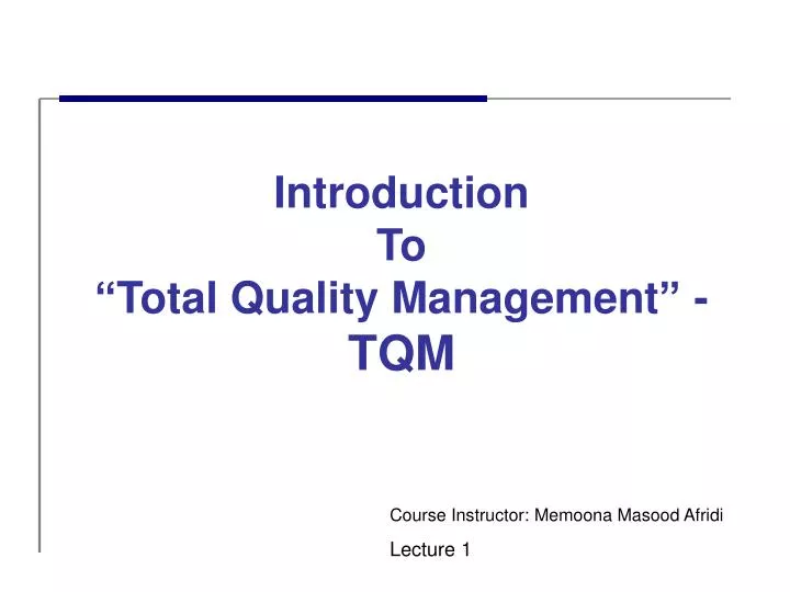 introduction to total quality management tqm