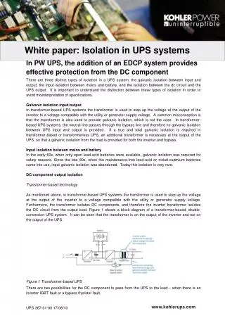 White paper: Isolation in UPS systems