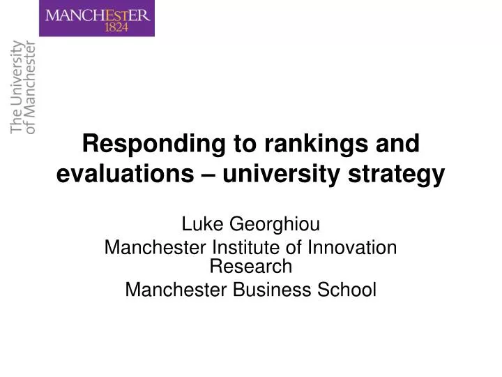responding to rankings and evaluations university strategy