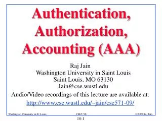 Authentication, Authorization, Accounting (AAA)