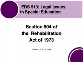 EDS 513: Legal Issues in Special Education