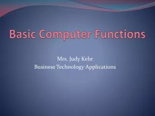basic computer functions