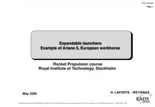 Expandable launchers Example of Ariane 5, European workhorse