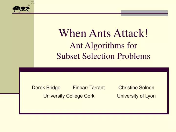 when ants attack ant algorithms for subset selection problems