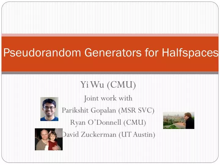 pseudorandom generators for halfspaces