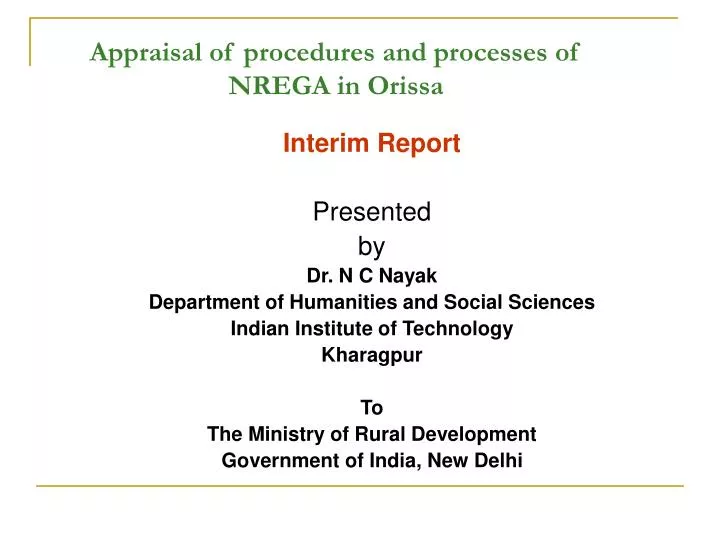 appraisal of procedures and processes of nrega in orissa