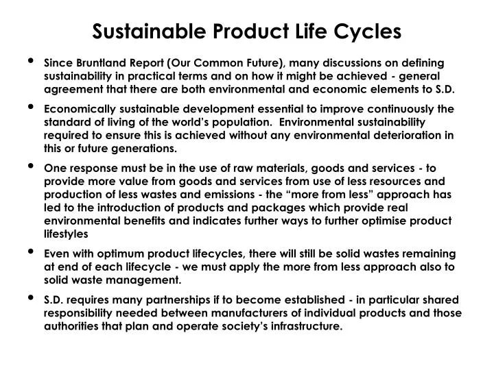 sustainable product life cycles