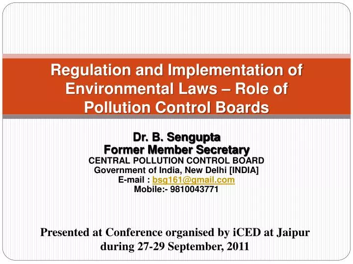 regulation and implementation of environmental laws role of pollution control boards