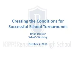 Creating the Conditions for Successful School Turnarounds