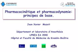pharmacocin tique et pharmacodynamie principes de base