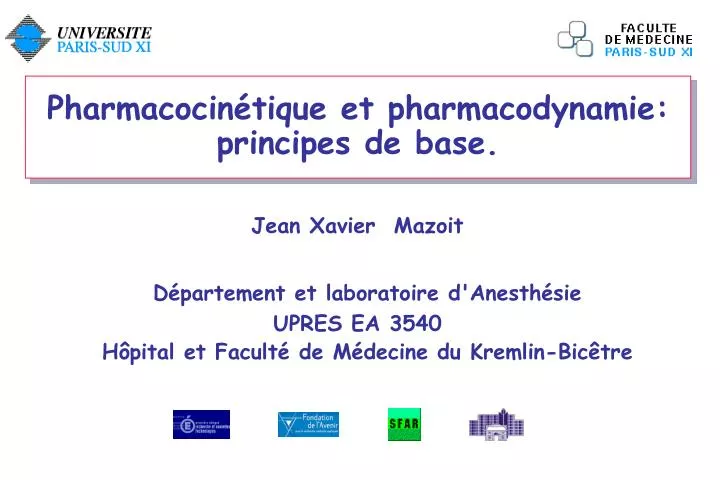 pharmacocin tique et pharmacodynamie principes de base