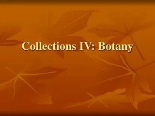 Collections IV: Botany