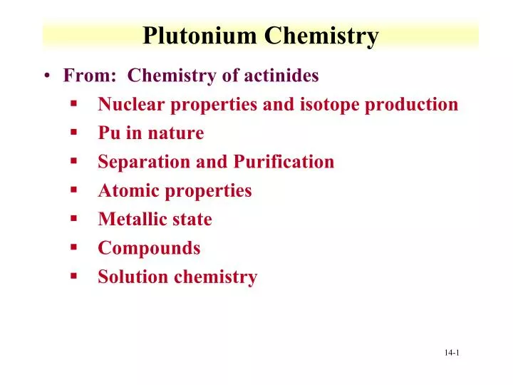 plutonium chemistry