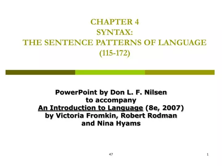 chapter 4 syntax the sentence patterns of language 115 172