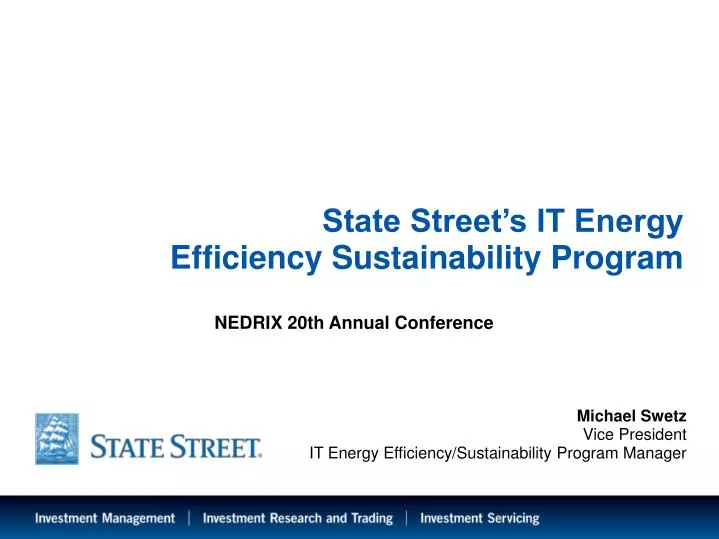 state street s it energy efficiency sustainability program