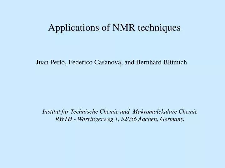applications of nmr techniques