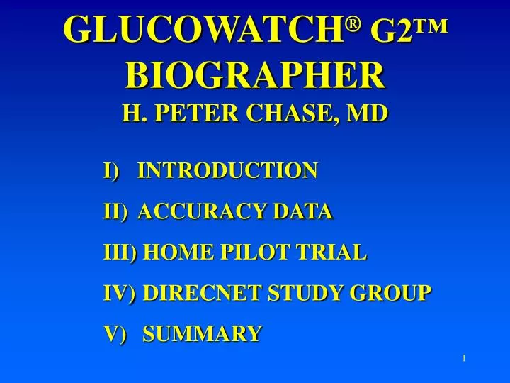 glucowatch g2 biographer h peter chase md