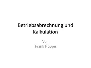 betriebsabrechnung und kalkulation