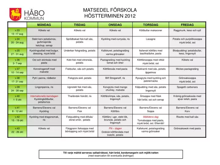 matsedel f rskola h stterminen 2012