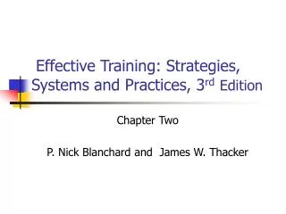 Effective Training: Strategies, Systems and Practices, 3 rd Edition
